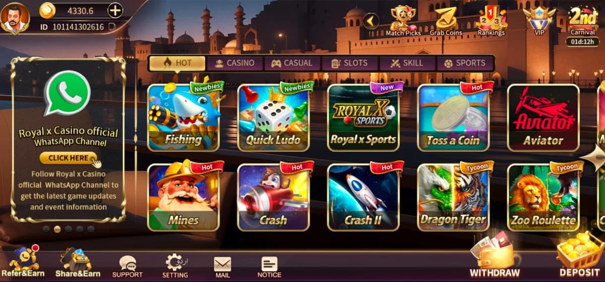 Royal X Casino app screenshot